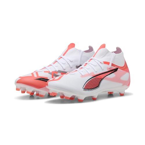 PUMA - Ultra 5 Match+ FG/AG WN'S, Zapatillas de fútbol Femenino, PUMA White-PUMA Black-Glowing Red,