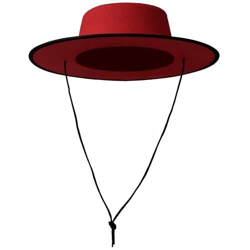Carnavalife Sombrero cordobes Cordoba Hombre Negro Sombrero Feria de Abril Sombrero sevilliana (FR/ES, Letras, Talla única, Rojo)