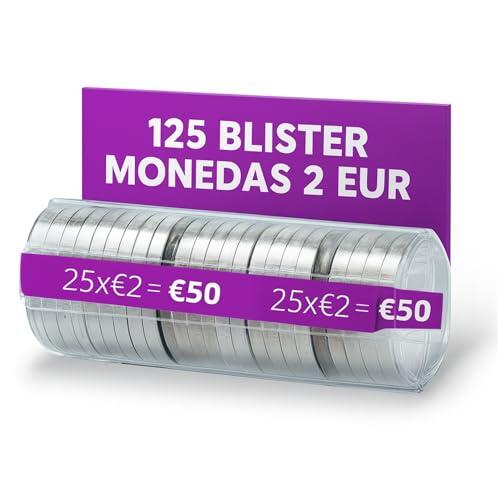 AF® - 100 Blister Monedas, Pack 100 blister monedas 2 euros | Formato Europeo, Organiza y protege tu dinero en efectivo, Organizador de monedas, Contador de monedas