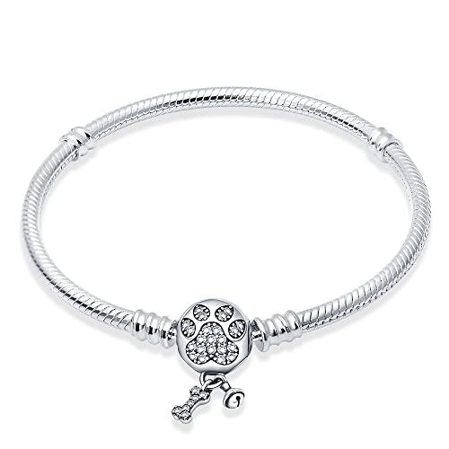 KUNSIR Joyería Pulsera de Mujer plata 925 Compatible con Abalorios, Serpiente Pulsera Compatible con Pandora Abalorios,Los Mejores Regalos para Chicas