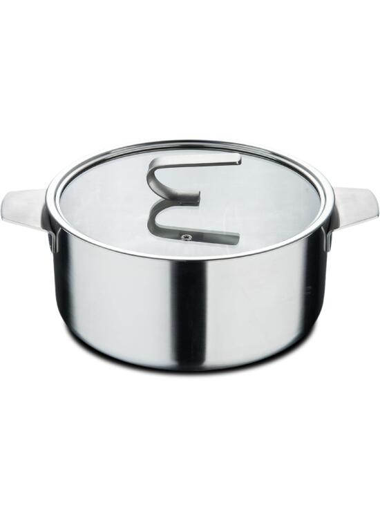 MasterPro SIGMA - Cacerola con Tapa 2.9L 20x9.5 cm Acero Inoxidable - Construcción Multi-capa - Mango de Acero - Acabado Mate - Escala Medidora - Apta Todas Cocinas