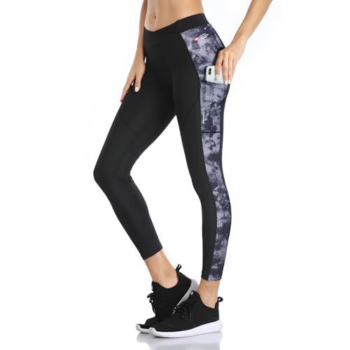 Santic Pantalones largos de ciclismo para mujer, acolchados, 7/8, mallas de ciclismo, mallas largas, acolchado para el asiento, elástico, secado rápido, transpirables, M