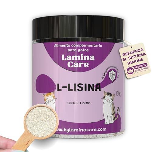 Lamina Care - Lisina para Gatos en Polvo 100% Pura, Sin Diluir - Refuerza el Sistema Inmunitario y Las Vías Respiratorias Altas - Herpes Felino y Gatitos Recién Adoptados - Todas Las Edades