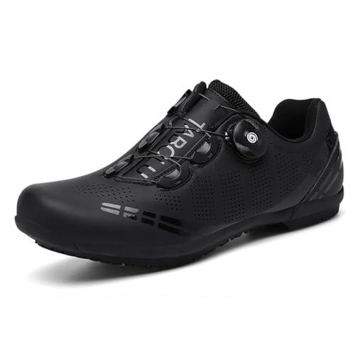 Hixingo Zapatillas Ciclismo para Zapatillas MTB Hombres Carretera Mujeres Zapatos de Montar en Carretera y Montaña, Goma Suela Zapatos de Bicicleta sin Bloqueo（Negro，41 EU）