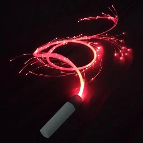 Látigo LED – Látigo iluminado, látigo de baile para | Látigo de fibra óptica iluminado giratorio de 360 grados, luz de baile, control remoto RF, látigo de luz de fibra alimentado por batería,