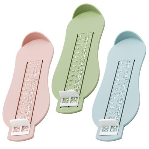 DHSBGWSX Medidor de Pies Para Niños, 3 Unidades, Herramienta Para Medir el Tamaño del Zapato y Pie (Rosa, Azul, Verde Nórdico)