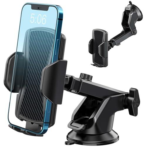 Hoppac Soporte Movil Coche, Sujeta Moviles para Salpicadero & Parabrisas, Rotación de 360 ​​​​Grados y Liberación de un Botón, Porta Movil Coche para Teléfono 4-7 in