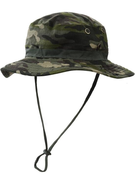 HDGSAFD 1 sombrero de pescador plegable, sombrero de sol de verano, sombrero de camuflaje verde, sombrero de protección solar transpirable y cómodo, adecuado para pesca, caza, montañismo y camping,