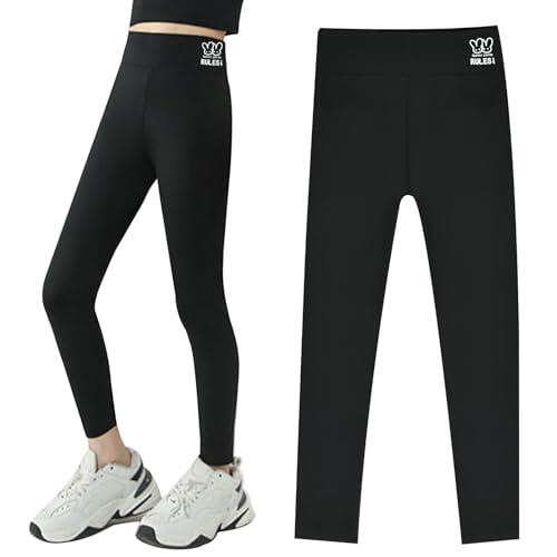 HOTUT Leggings para niña, Leggins Mallas para niña, Ropa Deportiva para niños, Leggings Pantalones Largos Niñas - Negro