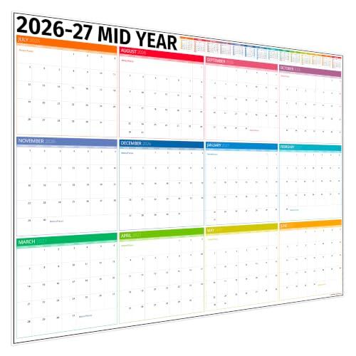 Planificador académico de pared 2024/2025 – Planificador de pared de medio año 2024-2025 – Planificador para profesores 2024-2025 – 12 meses de oficina, universidad, escuela, calendario académico