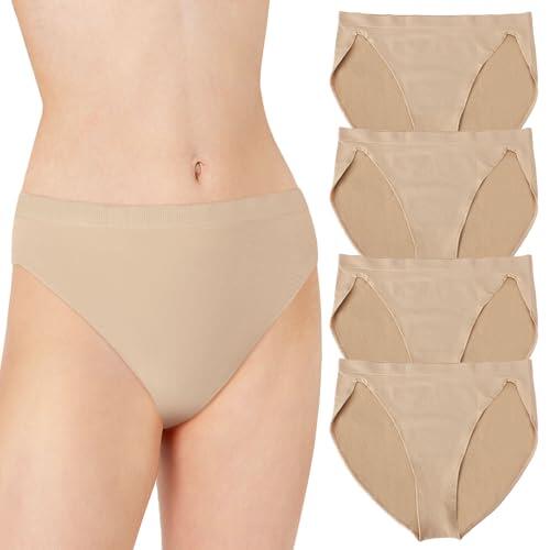 iMuchic Ropa interior de baile nude para mujeres y niñas, ropa interior de ballet sin costuras, ropa interior de gimnasia, 4 pzas, Small