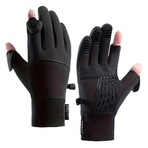 2XK-NOV Guantes de Pesca Hombre - Guantes Invierno Tactiles de Viento Frio Mujer Sin Dedo, para Ciclismo, Running, Moto, Pesca (Mida circunferencia de palma antes de ordenar) (XXL)
