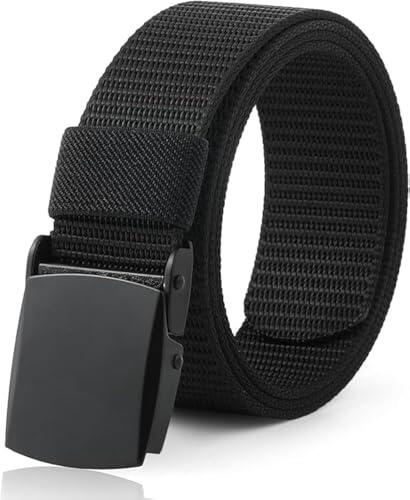 Coubeau Cinturón niño - Nylon Boys Baseball Belt Kids Golf Belt con hebilla de metal para pantalones (Cinturón negro con hebilla negra, 20-27 pulgadas (Recomendado para 6-10 años))