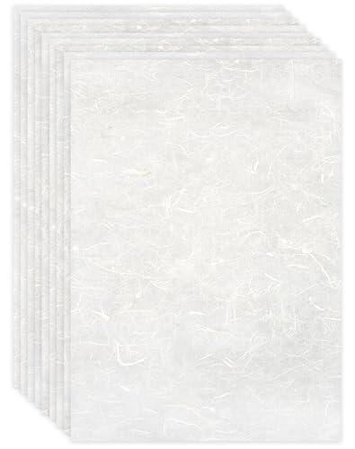 Anvin Papel de morera natural A4, 50 hojas de fibras vegetales visibles, papel de arroz imprimible, hojas de papel de seda para escribir, pintar, hacer tarjetas, manualidades de bricolaje (21 x 29,7