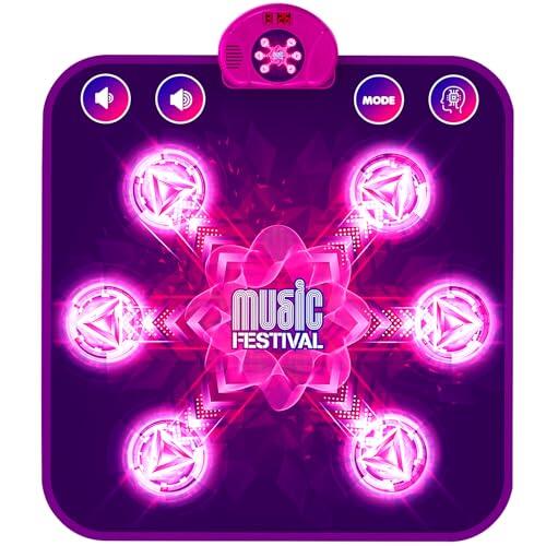 LEAPRCSTORE Alfombra de Baile para niños, Música Alfombrilla de Baile con 6 Botones Luminosos, 5 Modos, Música incorporada, Navidad Cumpleaños Regalos para 3 4 5 6 7 8 9 10+ Años