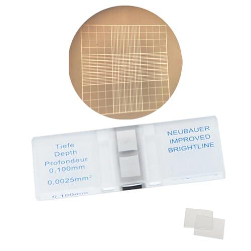Estresen Cámara de Conteo de Células Neubauer Hemocitómetro Mejorado con 2 Cubiertas, Línea Brillante para Contar Células