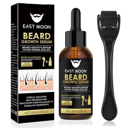 Crece Barba Kit,Kit de Crecimiento de la Barba,Kit Crecimiento Barba,Aceite Barba con Rodillo,Estimula el Bigote y el Crecimiento,Crecer Barba,Regalos de Cumpleaños para Hombres,Papá (60 ml)