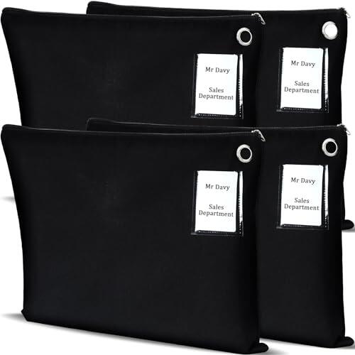 Humyoun 4 bolsas de lona con cremallera para correo de 18 x 14 pulgadas | Interoffice - Bolsa de lona con cremallera, bolsa grande con cremallera, con ojal, ranura transparente para tarjetas para