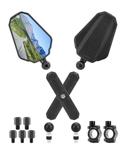 SUPAREE Espejo Retrovisor Moto Universal Retrovisores Moto Homologados Manillar Plegable Espejo Moto Trail Giratorio de 360 ° con E-mark M10/M8 Compatible Street Bike Cruiser ATV 1 Paire