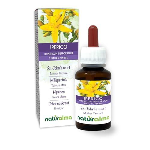 Hipérico o hierba de San Juan (Hypericum perforatum) hierba con flores Tintura Madre sin alcohol Naturalma - Extracto líquido gotas 60 ml - Complemento alimenticio - Vegano