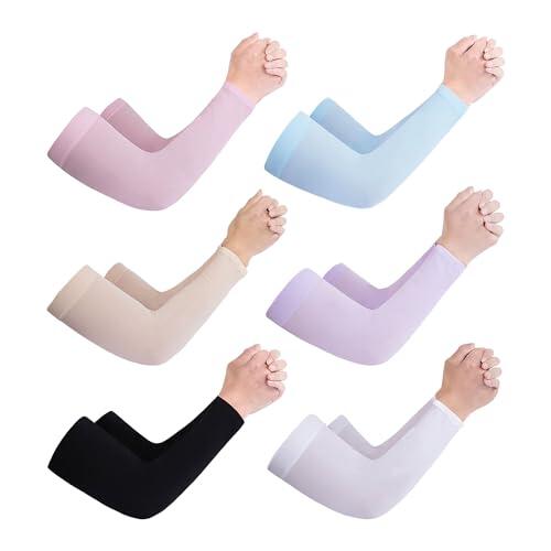 HDGSAFD 6 Pares De Verano Del Brazo Parasol Mangas De Antebrazo Vendajes Para Mujeres, Mangas Largas Para Protección de Tatuajes Cubiertas Para Hombres, Codo Vendajes