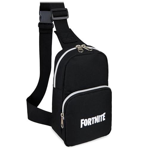 Fortnite Bolso Bandolera Niño y Adolescente Bolso Cruzado para Movil Dinero Ideal para Salidas y Vacaciones Regalos para Niños (Negro)
