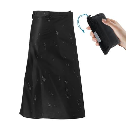 Falda de lluvia ultraligera, falda de lluvia de nailon 150D, forro impermeable para ciclismo, equitación, camping, senderismo, falda de lluvia plegable con bolsa de almacenamiento (negro)