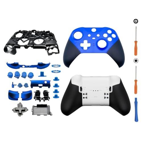 Hzxkqmil Carcasa Completa de Repuesto para Xbox Controller Elite Series 2 Core Azul - Juego de Cáscara Incluye Carcasas Funda Marco Medio ABXY LT RT Botones LB RB Bumper Accesorios Herramientas