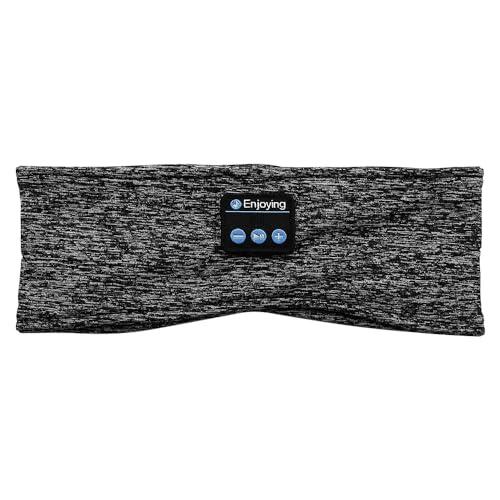 POFET Diadema Deportiva inalámbrica Gris con Bluetooth y música a Prueba de Sudor con Diadema para Dormir