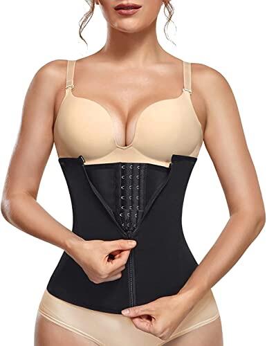 KUMAYES Fajas Reductoras Mujer Waist Trainer Cintura Faja Postparto Corset Cinturón Abdomen Faja Colombiana Corsé Moldeadora (Negro, X-Small)