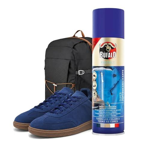 Búfalo - Spray Impermeabilizante Calzado 250ml - Spray Protector Zapatillas Transparente- 100% Repelente al Agua y a la Suciedad | Para Zapatos de Tela, Cuero y Textiles | Protector de Ante y Nobuk