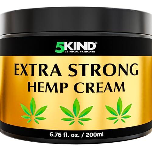 5kind Crema de cáñamo extra fuerte 200 ml - Crema de aceite de cañamo y árnica - Crema masaje, espalda, región lumbar, músculos, rodillas, cuello, hombros - Rica en extractos naturales