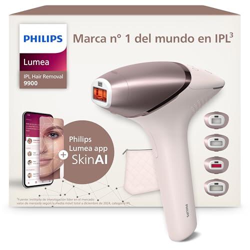 Philips Lumea Serie 9900, depiladora IPL con Inteligencia Artificial, tratamiento personalizado, 4 accesorios para el cuerpo, la cara, la zona del bikini y las axilas, con cable y sin cable, BRI951/00