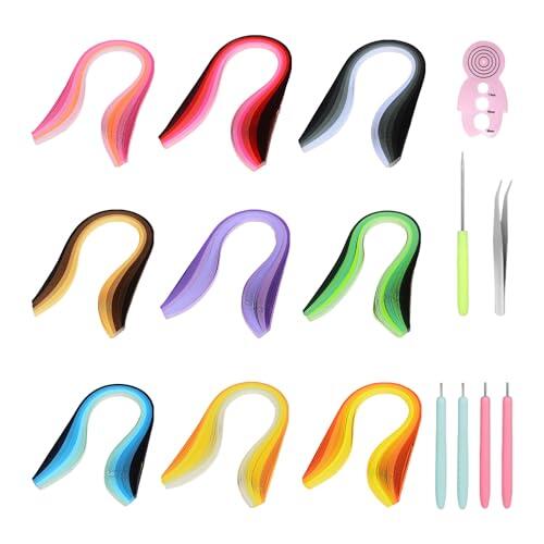 ZBHDEYG 900 piezas de papel de quilling, 1 juego de herramientas de papel para quilling, papel con 9 gradientes de color, juego de quilling de papel, tiras de papel de 3 mm, papel de manualidades para