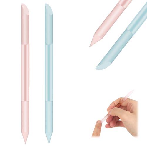 Giantree Empujador de cutículas de vidrio, 2 piezas de herramienta removedora de cutículas de uñas, lima de uñas de doble cabeza para manicura, palo de cutículas para mujeres, pulidor de cutículas de