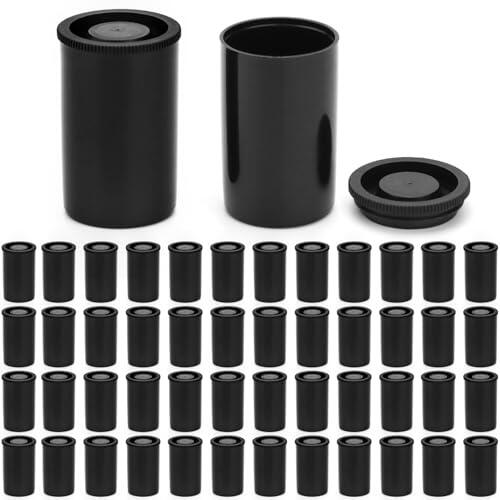 QWORK® 50 Piezas contenedores de Carrete de cámara de plástico, para Actividades científicas, Accesorios pequeños, Negro