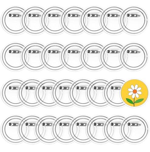 QWORK® 30 Piezas Chapas Personalizadas con Alfiler - 45mm - Chapas Transparentes de Acrílico para Actividades de Bricolaje