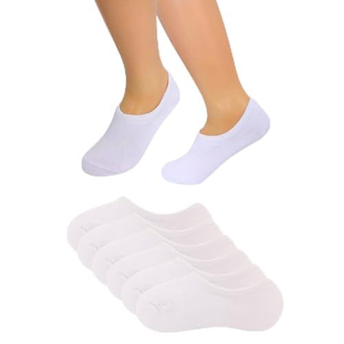 Calcetines invisibles niño/niña, de puro algodón calcetines cortos, medias transpirables suaves, antideslizantes-silicona para cualquier ocasión socks-pinkis-cortos-sport (Algodón, blanco 30-35)