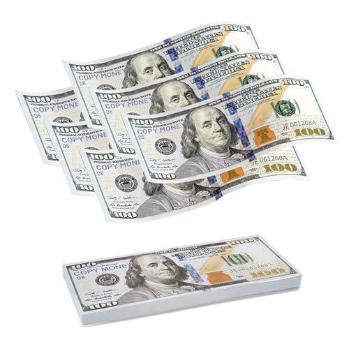 AMJKEJI 100 Piezas Billetes Falsos Tamaño Original Dólares, Copy Billetes Dolar Falsos 100$ Dinero Juguete para Caja Registradora Niño, Juego de rol, Películas, Anuncios Publicitarios
