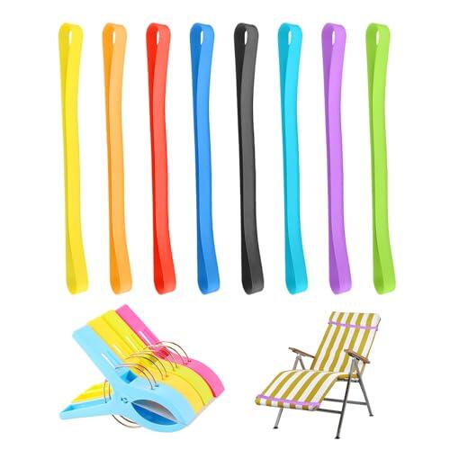 ZBHDEYG 8 correas de silicona y 4 pinzas de plástico, toallero elástico, accesorios de baño y viaje