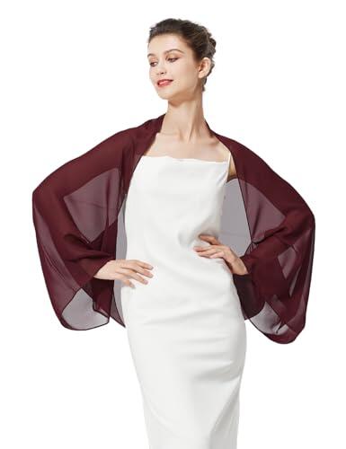 BEAUTELICATE Chal Cape Mujer Fiesta Gasa Bufanda Estola Verano para Novia Bodas Invitada Elegante Ligero (Cabernet)