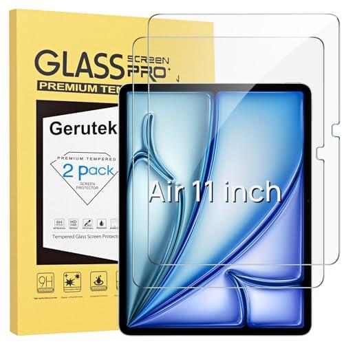 Gerutek [2 Piezas Protector Pantalla para iPad Air 11 Pulgadas M4 2026/M3 2025/M2 2024, Dureza 9H, HD Transparente, Antiarañazos, Sin burbujas, Antihuellas, Cristal Templado para iPad Air 11" 8ª/7ª/6ª