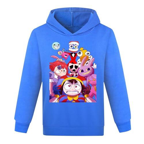 TBNRFrags Sudadera con capucha para niñas Digital Circus Diseño gráfico de dibujos animados en púrpura y rosa, sudadera casual con capucha, azul, 11-12 años