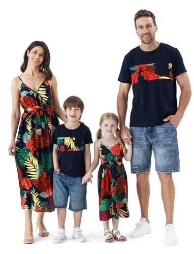 PATPAT Family Look Set - Traje de Verano Hawaiano para mamá, papá, niños - Ropa de Playa para la Familia - Ropa de niña