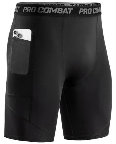 Niksa 1 Piezas Mallas Running Hombre Mallas Cortas Hombre Pantalones Cortos Entrenamiento con Bolsillo para Celular Secado Rápido Transpirable Pantalones Cortos, Negro, L
