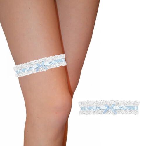 LuLiyLdJ Liga nupcial azul, ligas de encaje azul, regalo de liga de boda nupcial - Algo azul, 2 piezas