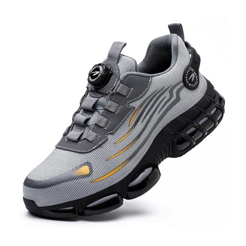 Zapatos de Seguridad para Hombre Mujer Zapatillas Ligeros Calzado Trabajo Comodo Antideslizante con Puntera de Acero Grey 42 EU