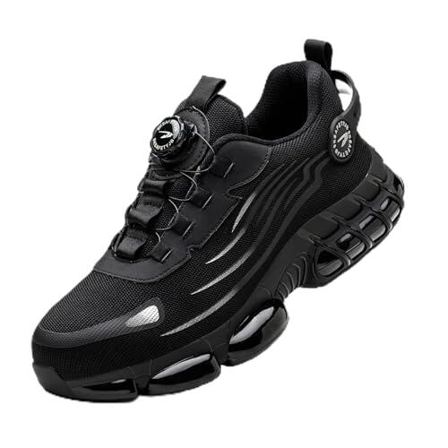 Zapatos de Seguridad para Hombre Mujer Zapatillas Ligeros Calzado Trabajo Comodo Antideslizante con Puntera de Acero Black 39 EU