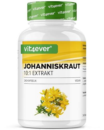 Hierba de San Juan -240 cápsulas con 500 mg de extracto de 5000 mg de Hierba de San Juan pura - Extracto natural 10:1 - Dosis alta - Vegano