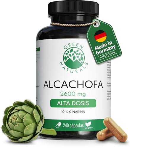Green Naturals® Alcachofa Cápsulas - IMPORTANTE: 40:1 Extracto (=104.000mg Alcachofa) con 260mg cinarina - 240 cápsulas